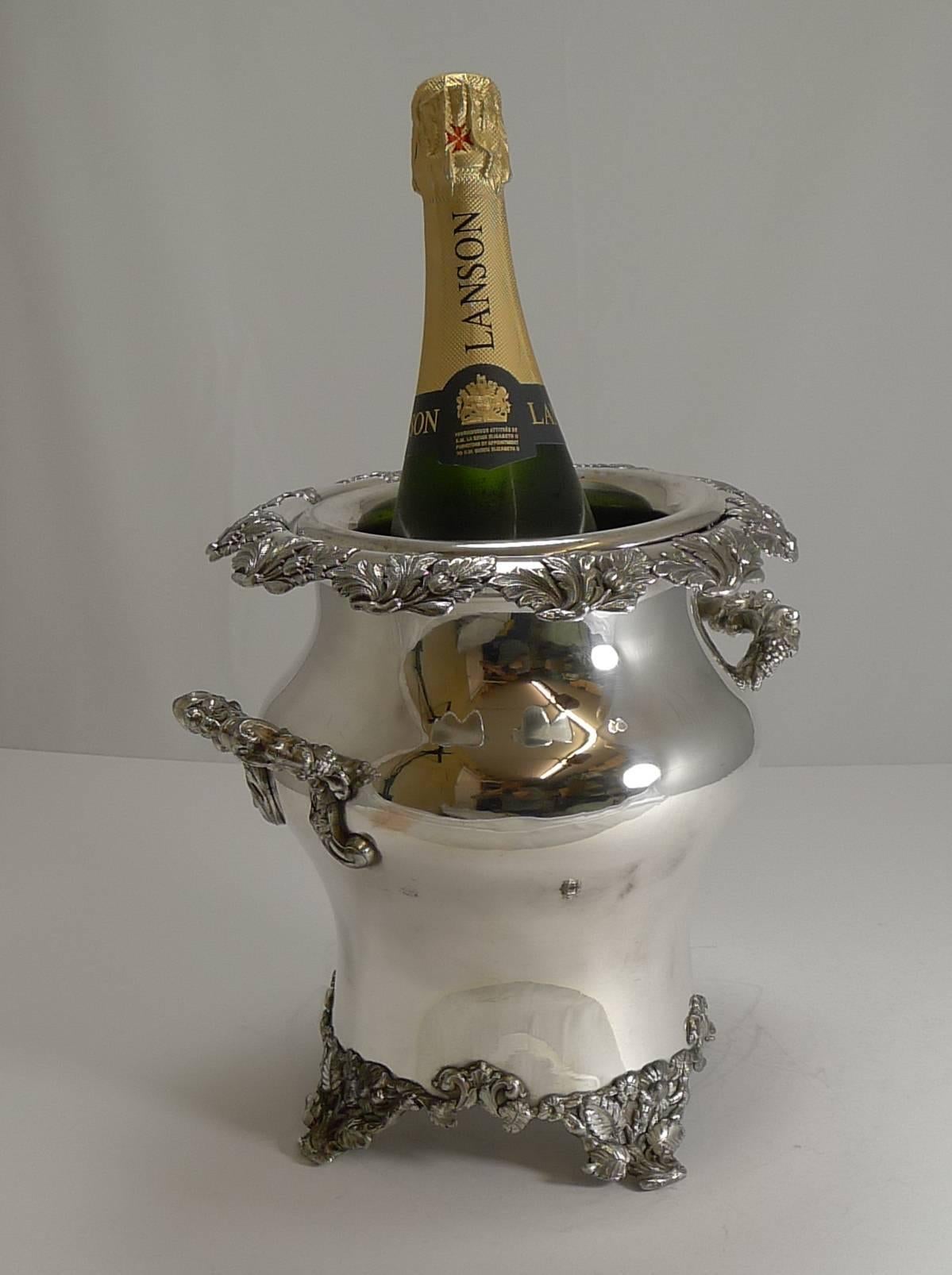 Silver Plate Antique English Old Sheffield Plate Wine Cooler, circa 1840