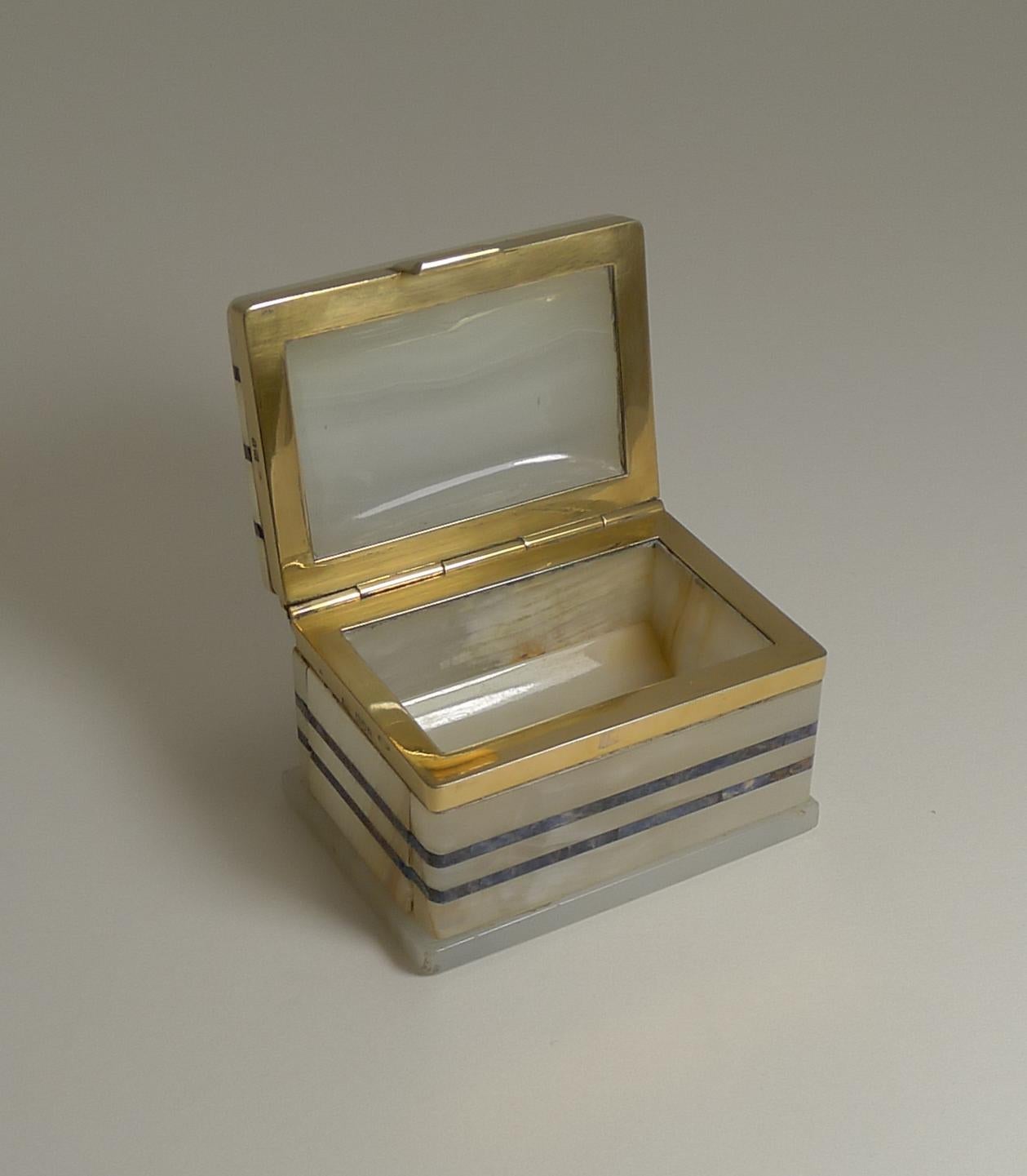 Antique English Onyx, Lapis Lazuli, Silver Gilt Table Vesta by George Betjemann For Sale 4