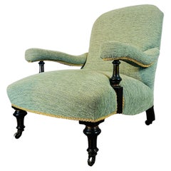 Antique English Open Arm Library Chair, 1880s
