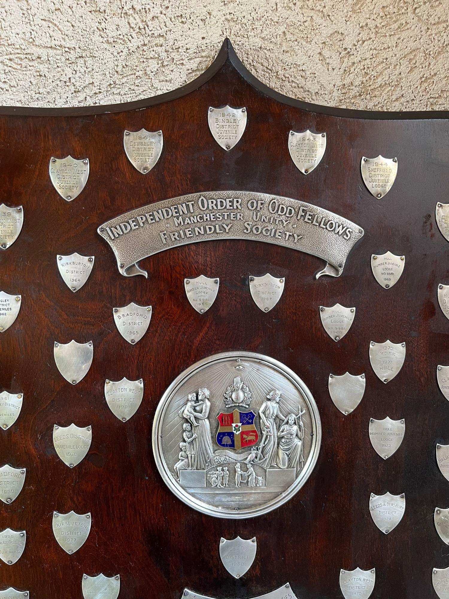 Antique English Order of the Odd Fellows Society Trophy Award c1939 Silver plate For Sale 7