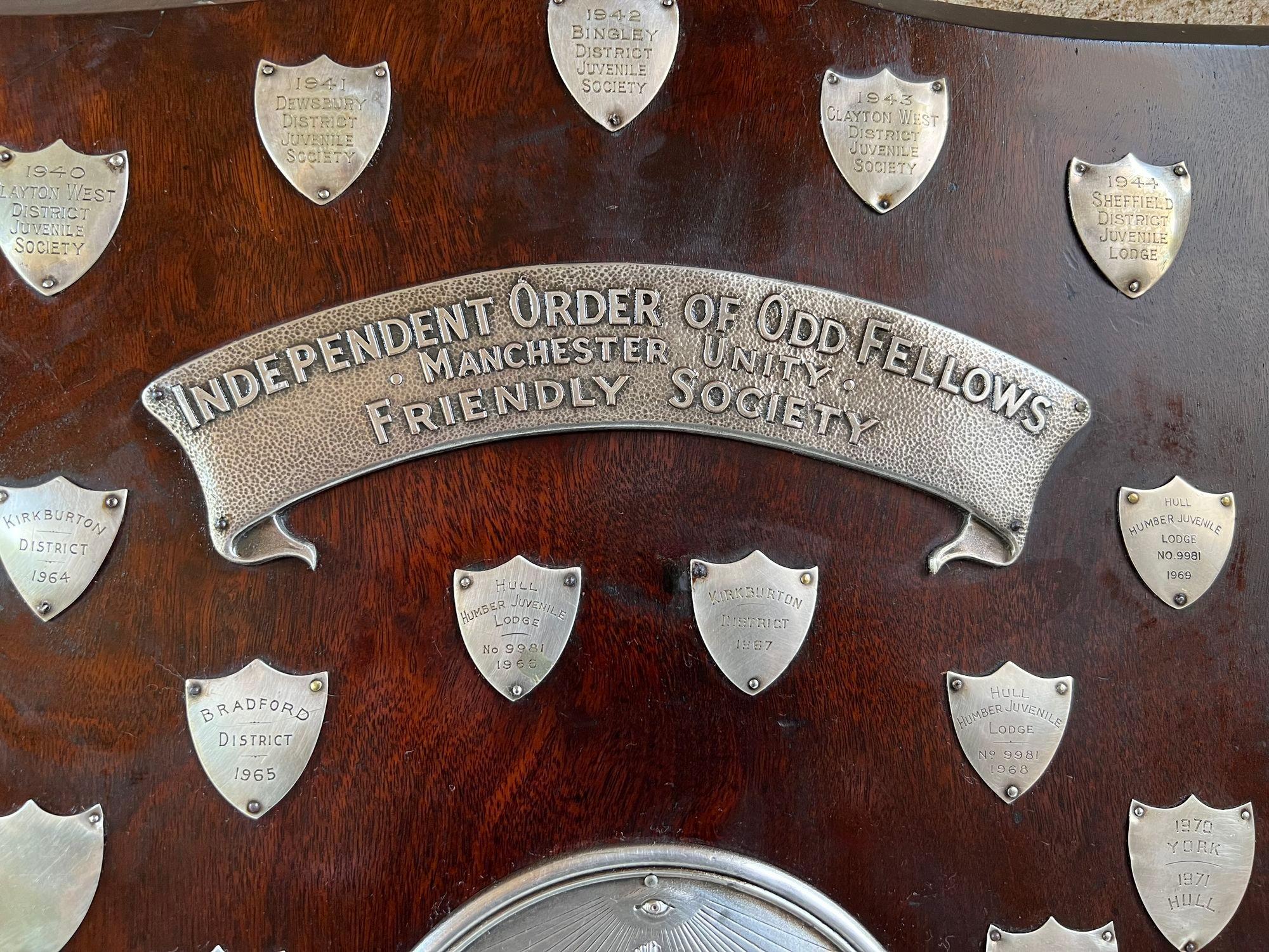 Antique English Order of the Odd Fellows Society Trophy Award c1939 Silver plate For Sale 9