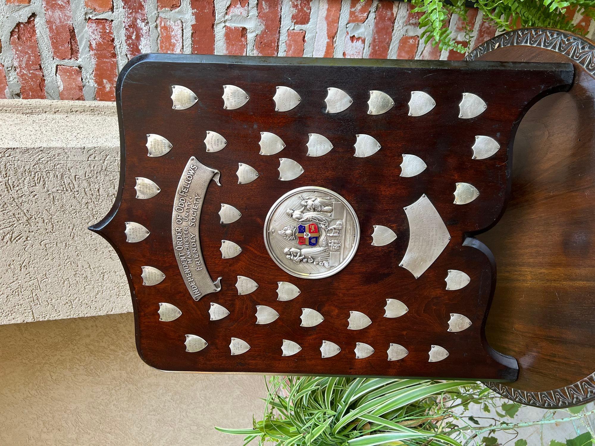 Antique English Order of the Odd Fellows Society Trophy Award c1939 Silver plate.

Direct from England, just arrived in our most recent container, we have several of these one-of-a-kind English trophies that are brimming with provenance, and oh “the