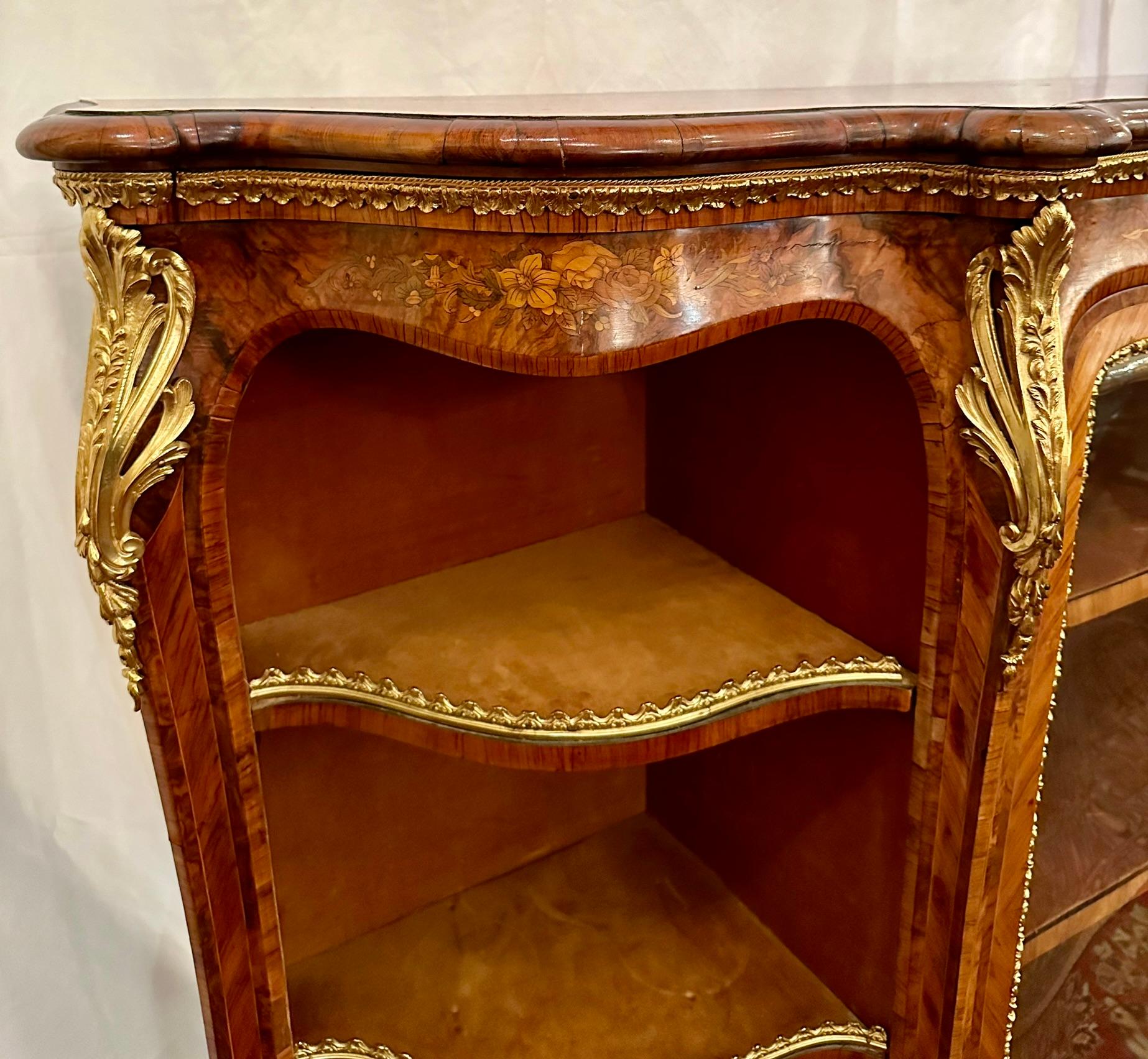 Antique English Ormolu Mounted Burled Walnut Credenza, Circa 1870. For Sale 2