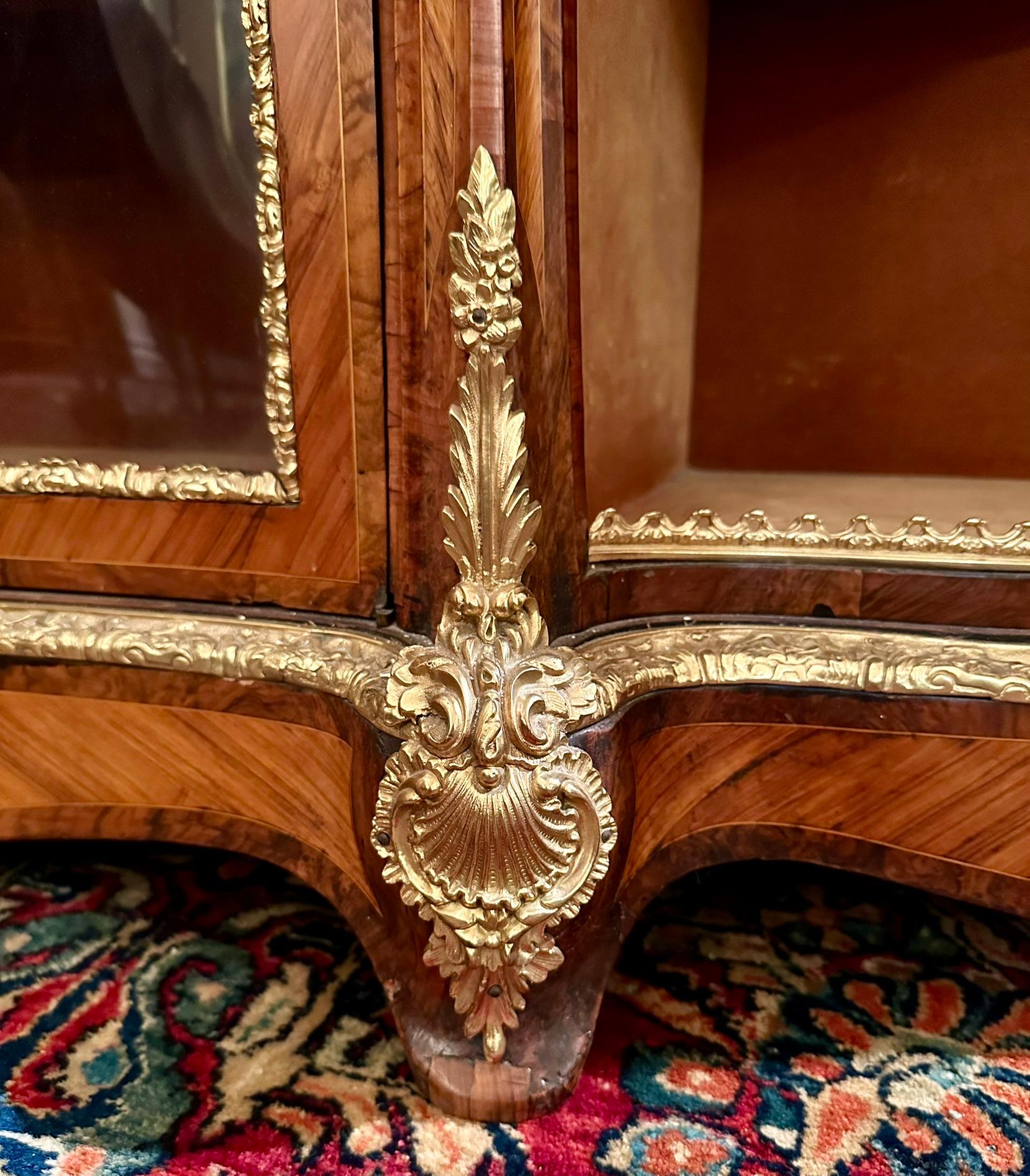 Antique English Ormolu Mounted Burled Walnut Credenza, Circa 1870. For Sale 4