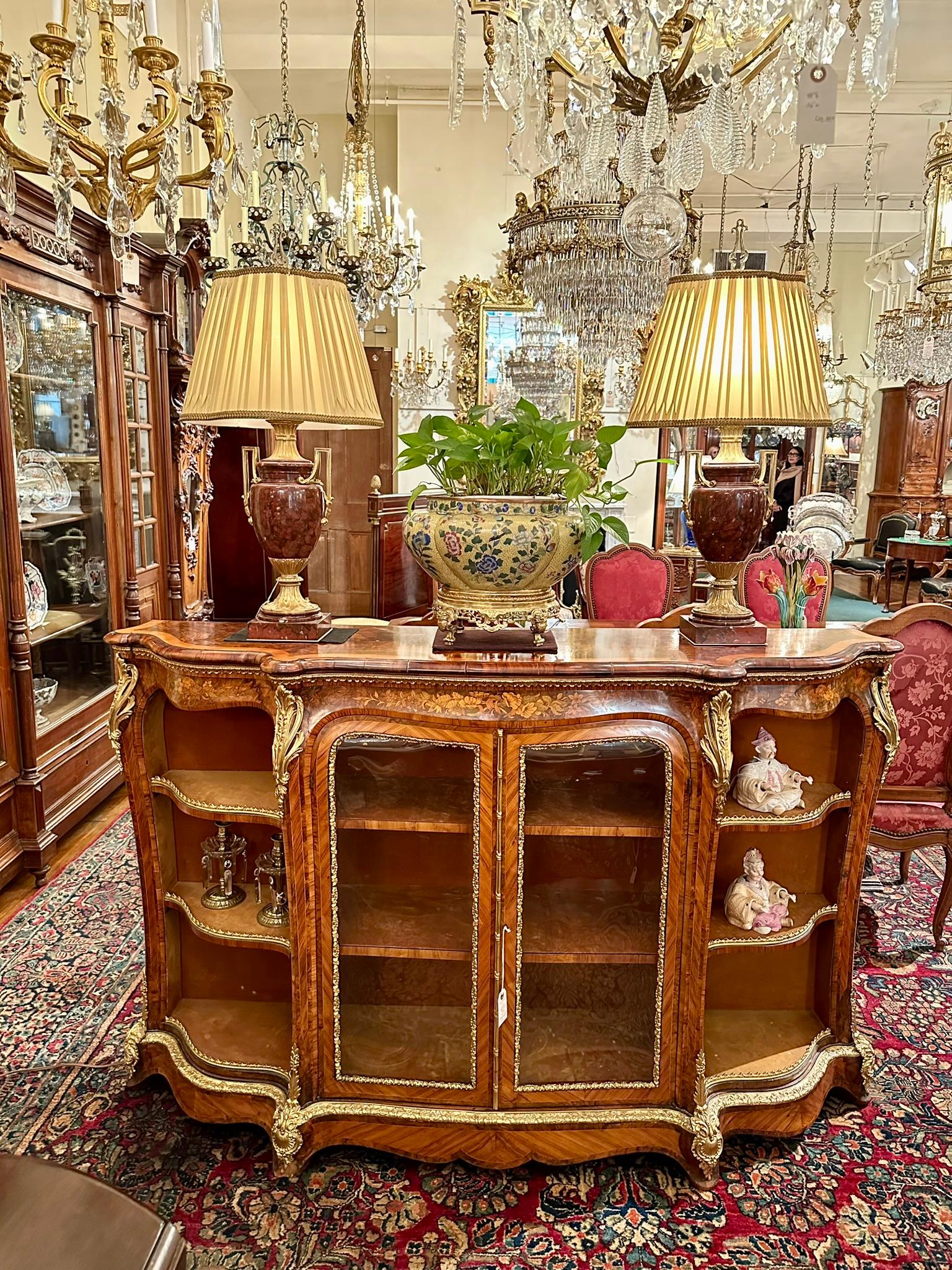 Antique English Ormolu Mounted Burled Walnut Credenza, Circa 1870. For Sale 5