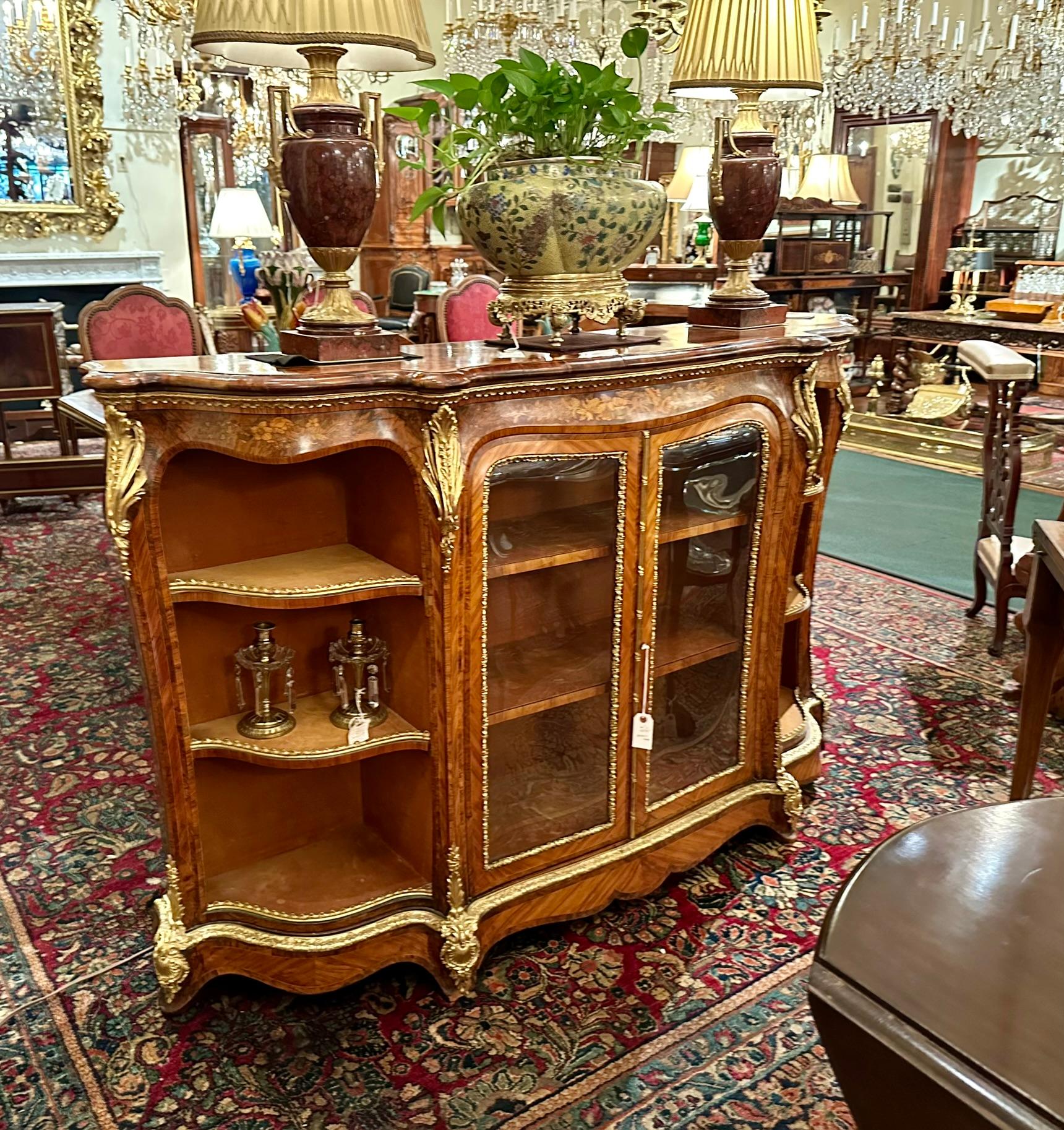 Antique English Ormolu Mounted Burled Walnut Credenza, Circa 1870. For Sale 6