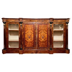 Antique English Ormolu Mounted Burled Walnut Credenza, circa 1880