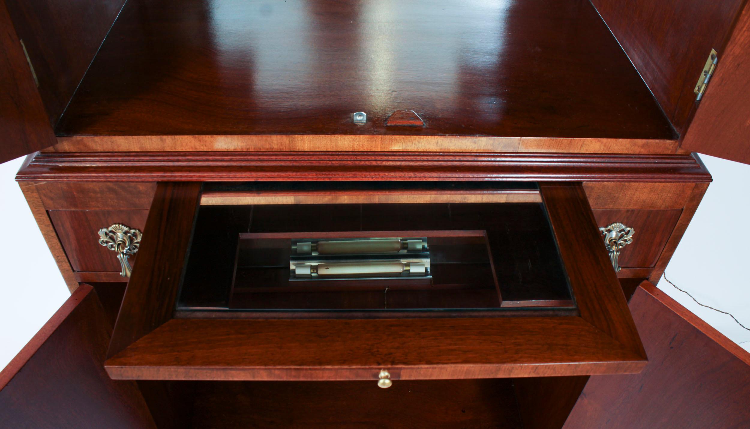 Antique English Ormolu Mounted Burr Walnut Cocktail Cabinet Circa 1920 8