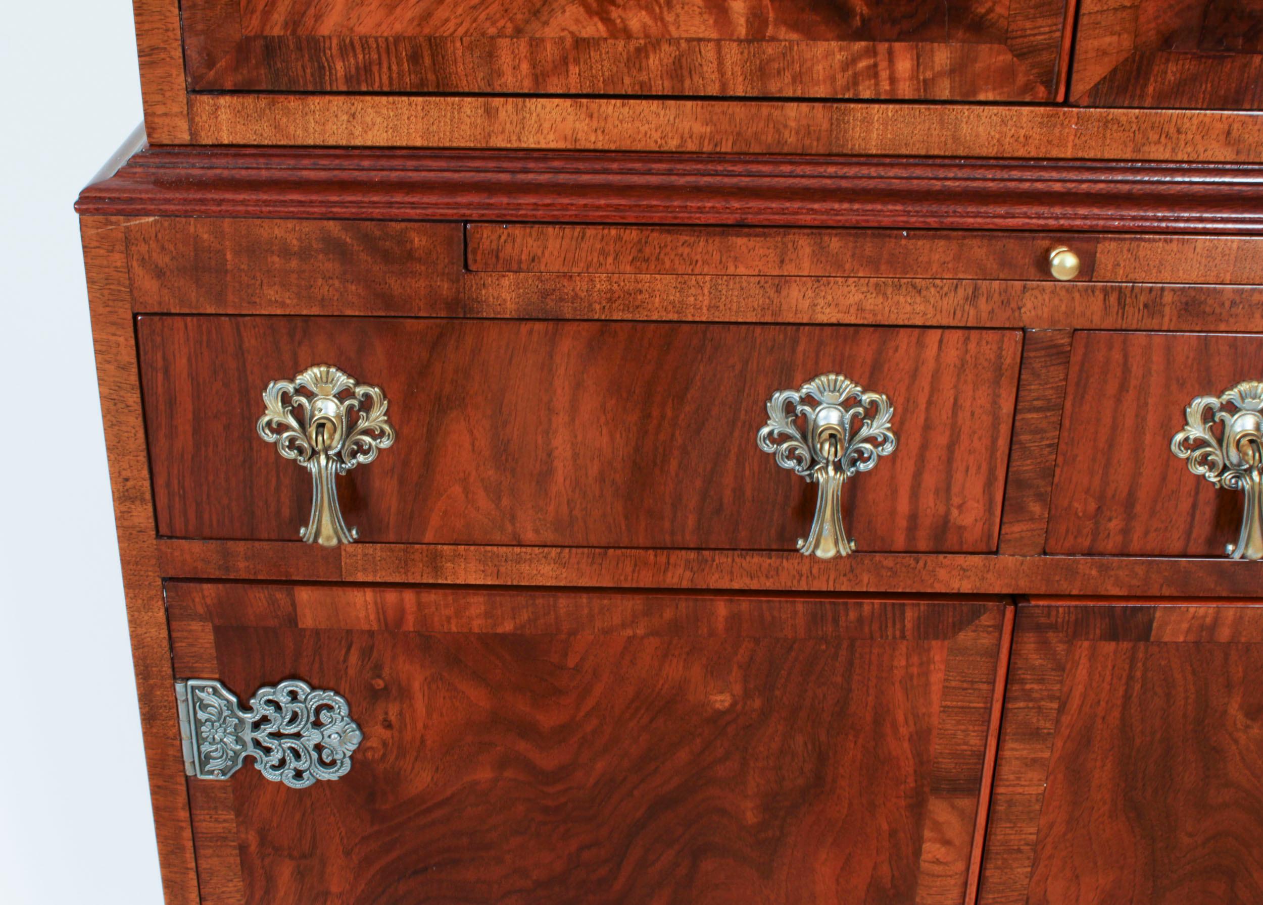 Antique English Ormolu Mounted Burr Walnut Cocktail Cabinet Circa 1920 1