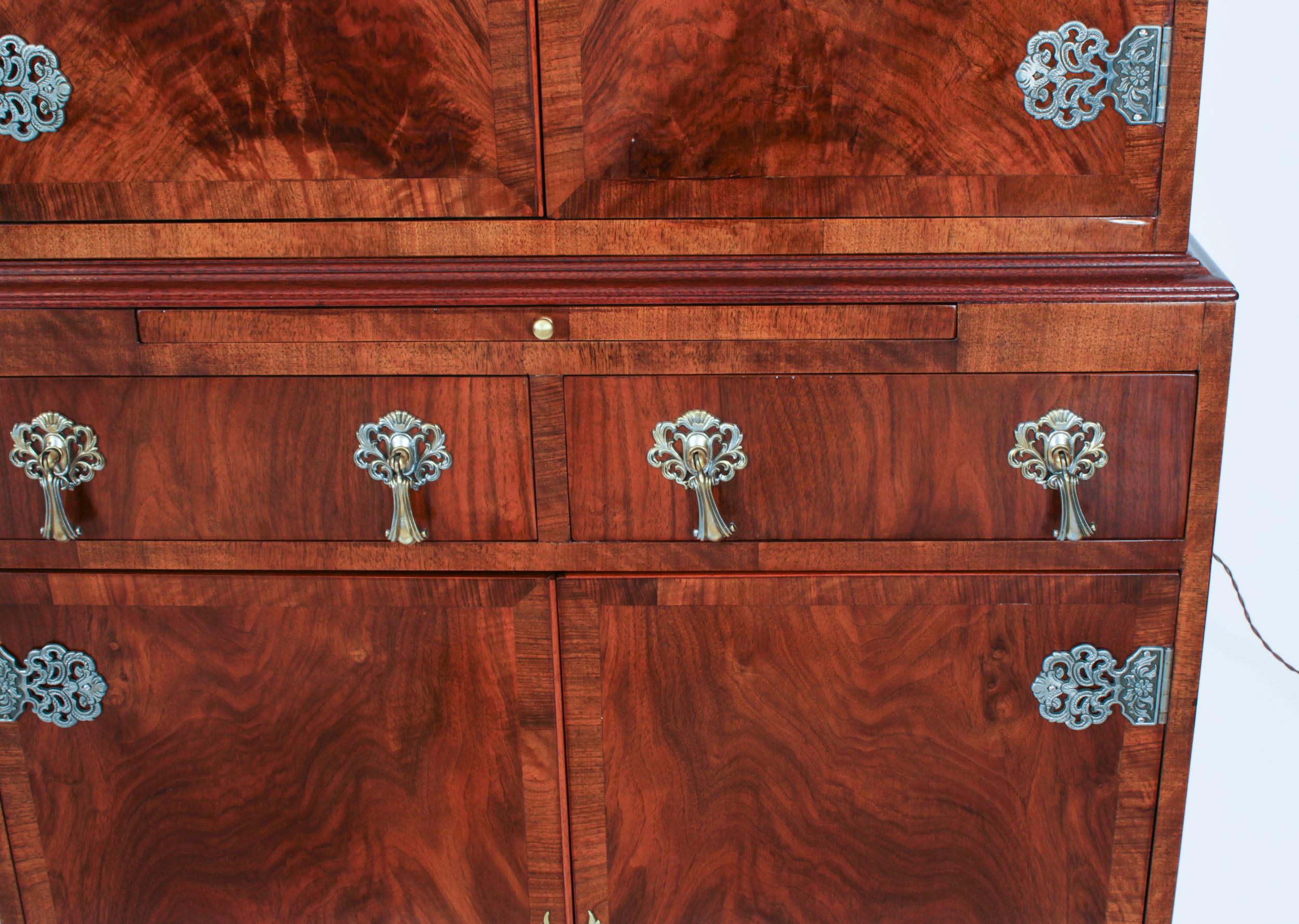 Antique English Ormolu Mounted Burr Walnut Cocktail Cabinet Circa 1920 2