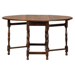 Antique English oval Gateleg Table in solid Oak, Late 19th Century