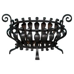 Antique English Oval Scrolling Fire Basket
