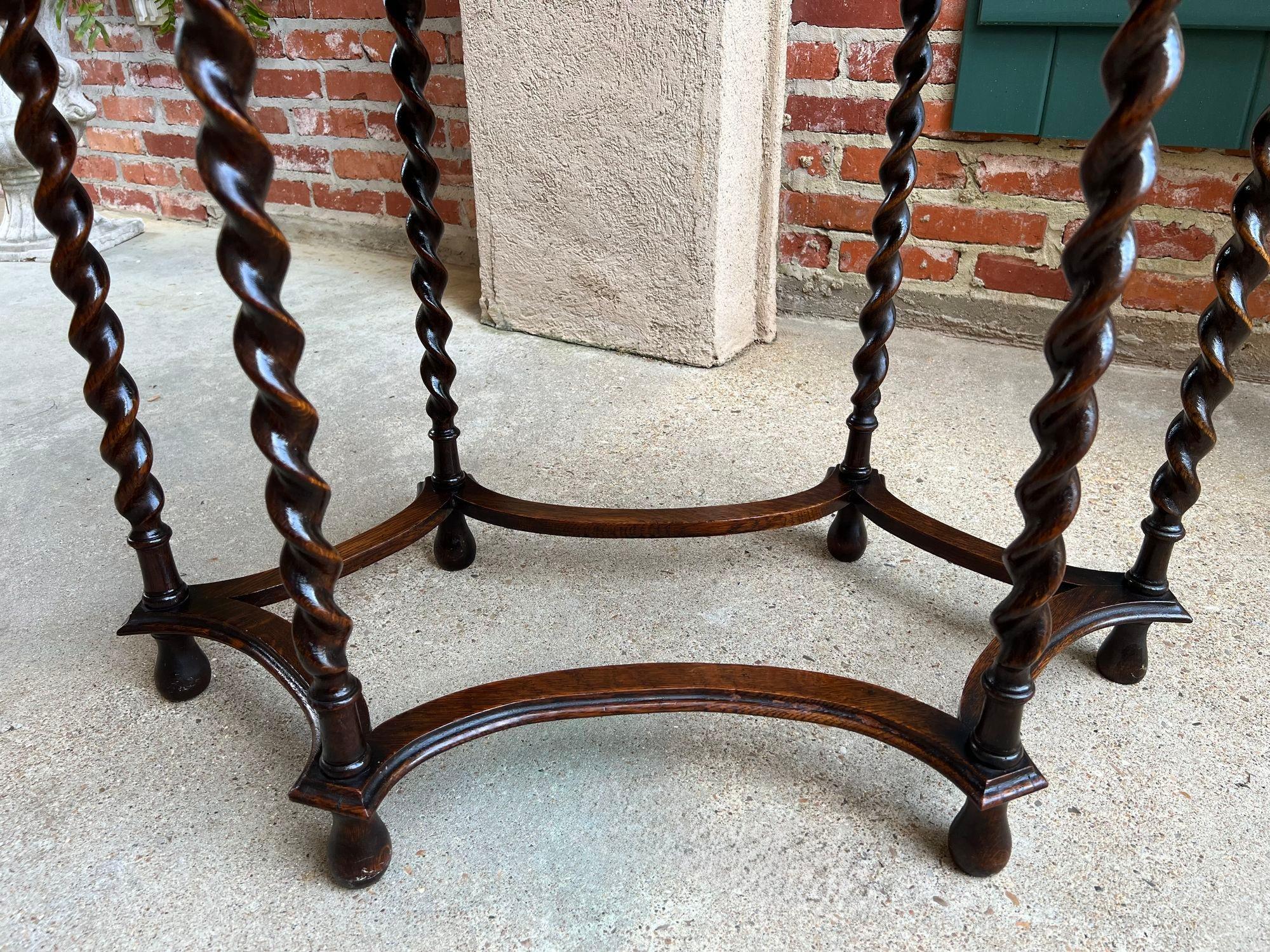 Ancienne table centrale d'appoint ovale anglaise BARLEY TWIST Tiger Oak Jacobean c1920 en vente 3