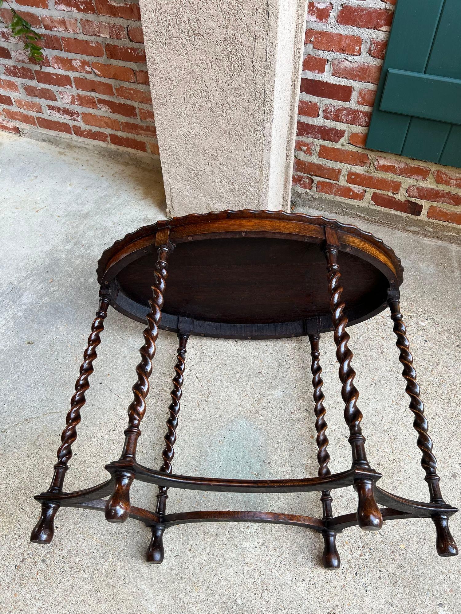 Ancienne table centrale d'appoint ovale anglaise BARLEY TWIST Tiger Oak Jacobean c1920 en vente 4
