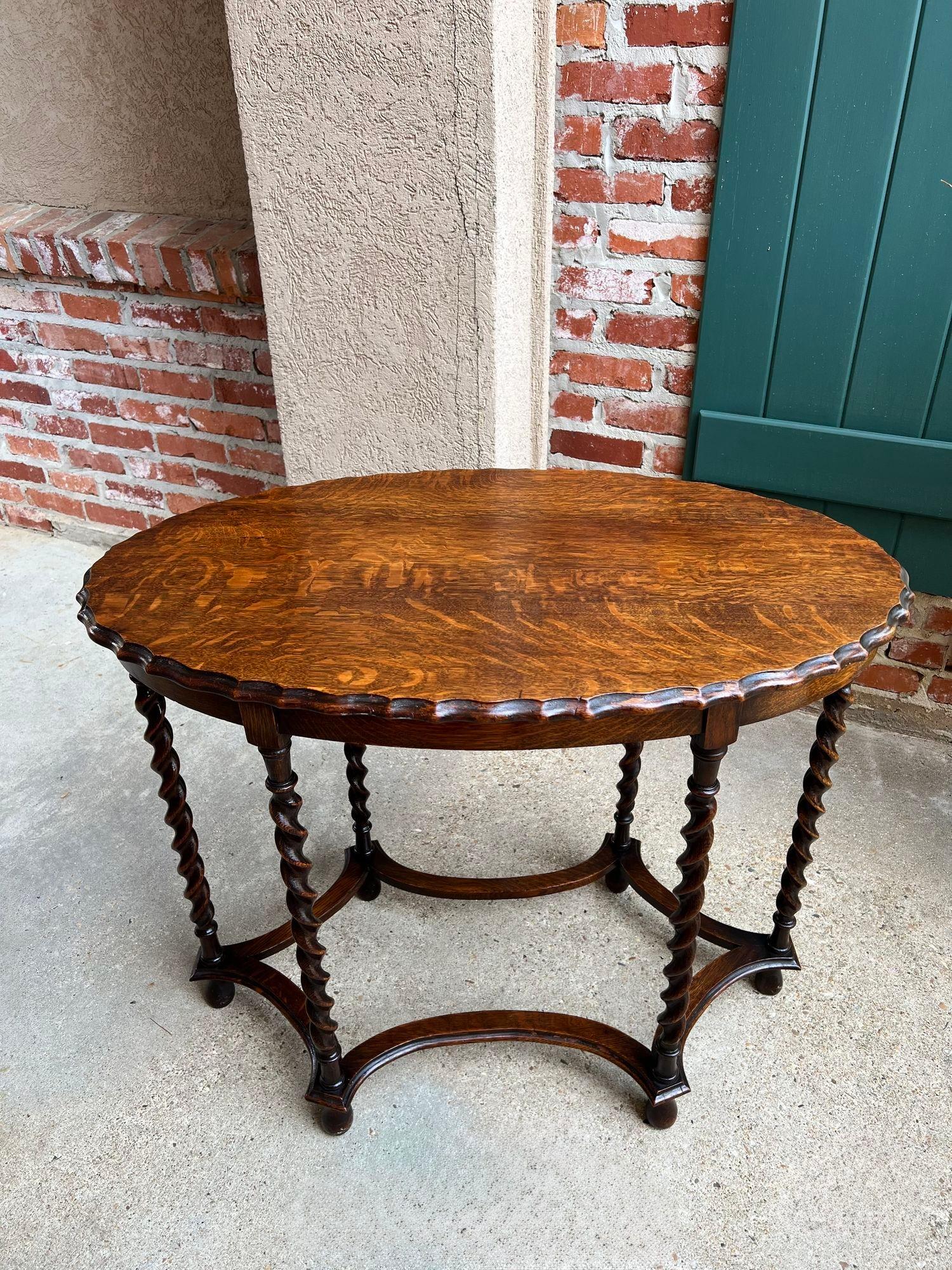Ancienne table centrale d'appoint ovale anglaise BARLEY TWIST Tiger Oak Jacobean c1920 en vente 5
