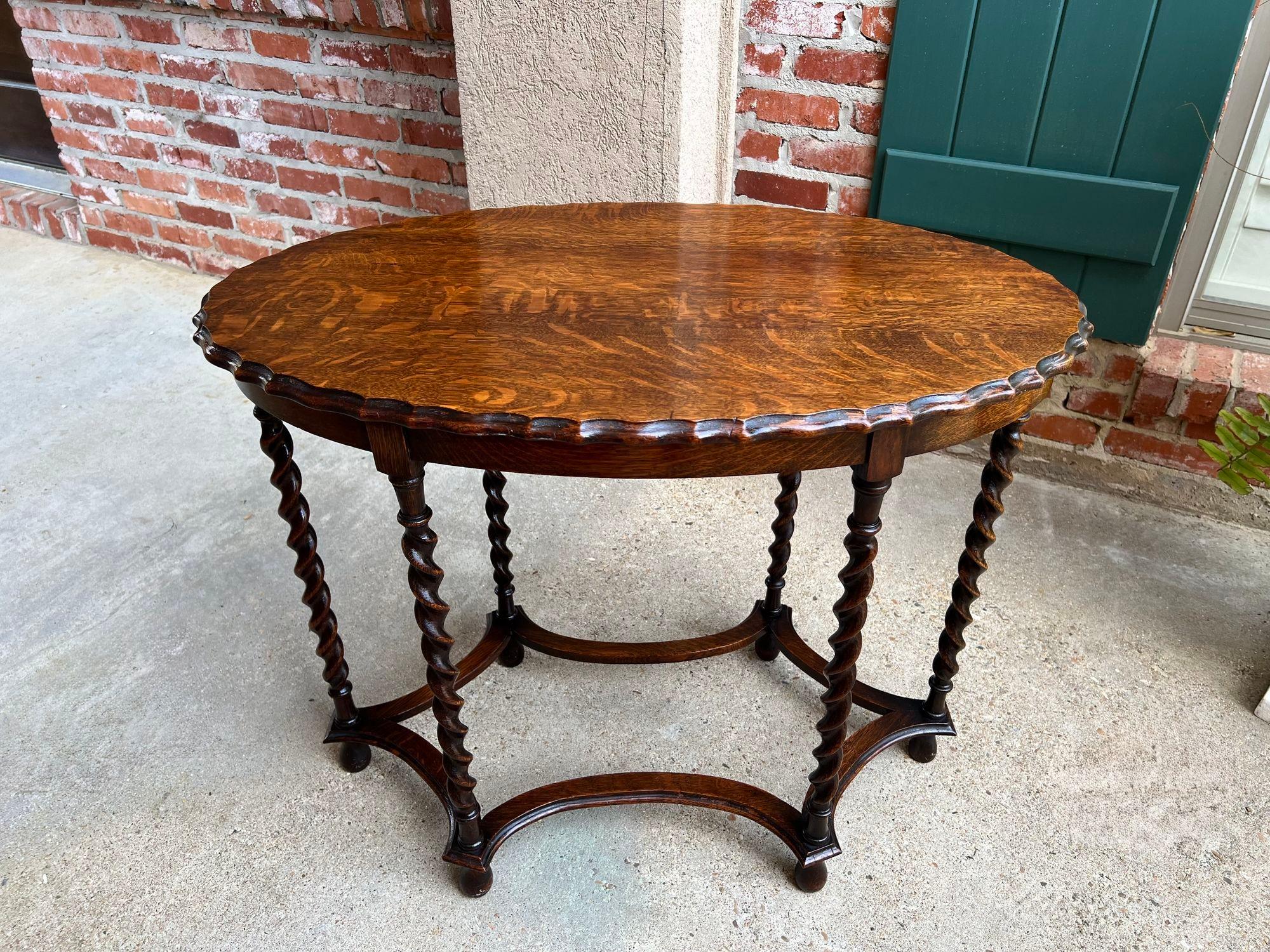 Ancienne table centrale d'appoint ovale anglaise BARLEY TWIST Tiger Oak Jacobean c1920 en vente 6