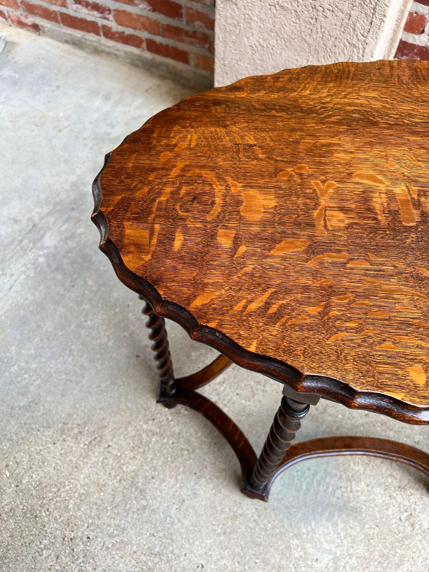Ancienne table centrale d'appoint ovale anglaise BARLEY TWIST Tiger Oak Jacobean c1920 en vente 8