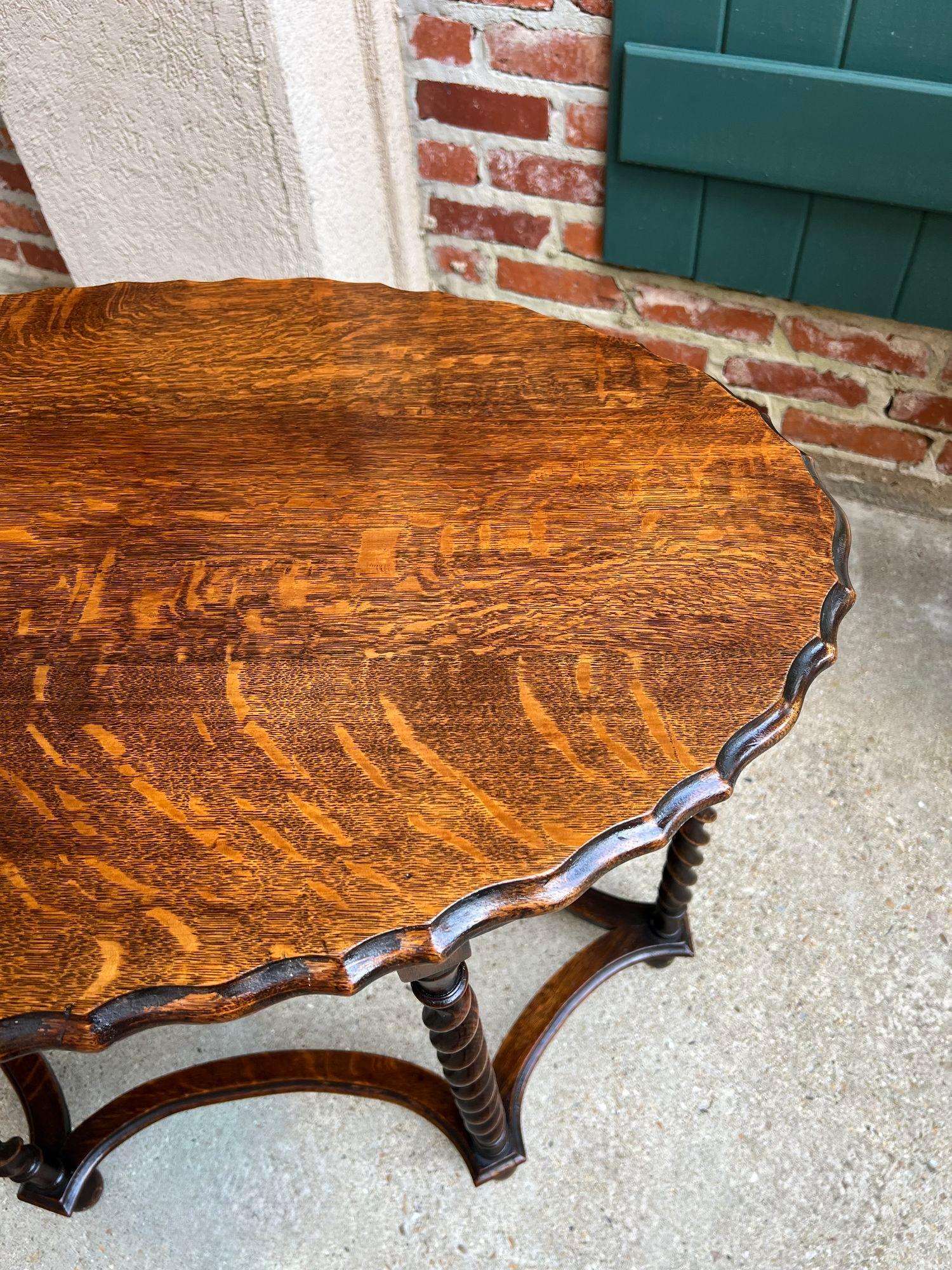 Ancienne table centrale d'appoint ovale anglaise BARLEY TWIST Tiger Oak Jacobean c1920 en vente 9