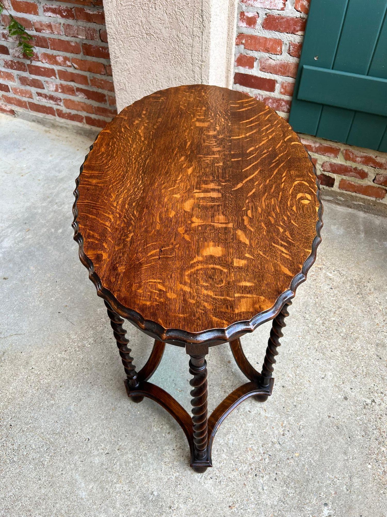 Ancienne table centrale d'appoint ovale anglaise BARLEY TWIST Tiger Oak Jacobean c1920 en vente 10