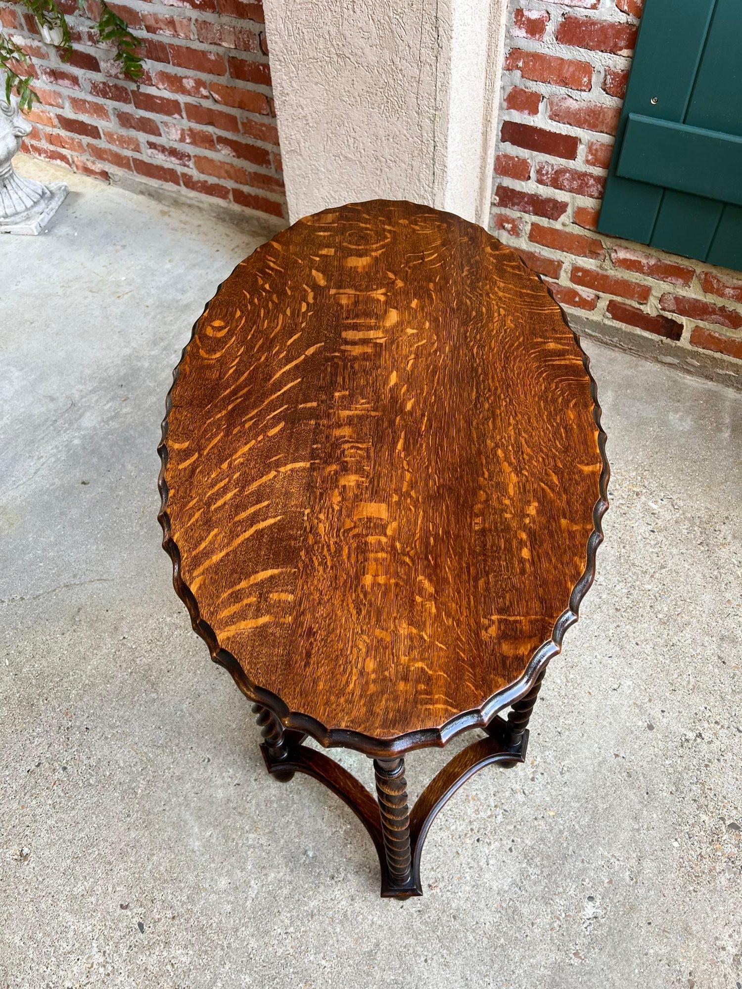 Ancienne table centrale d'appoint ovale anglaise BARLEY TWIST Tiger Oak Jacobean c1920 en vente 11