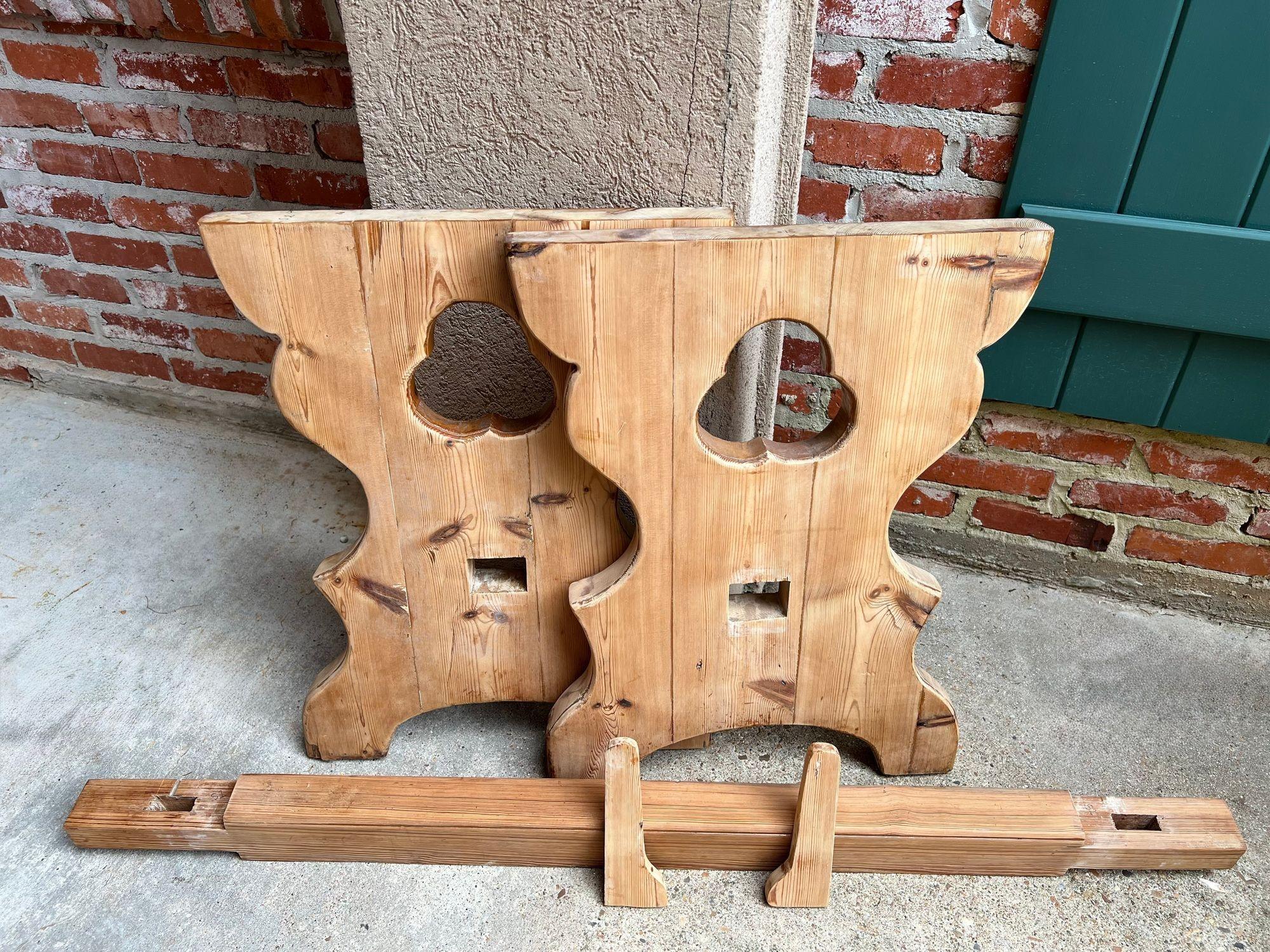 Antique English OVAL Trestle Table PINE Kitchen Farmhouse Rustic c1920 For Sale 5