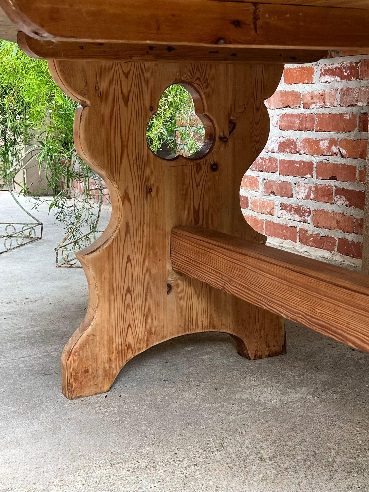 Early 20th Century Antique English OVAL Trestle Table PINE Kitchen Farmhouse Rustic c1920 For Sale