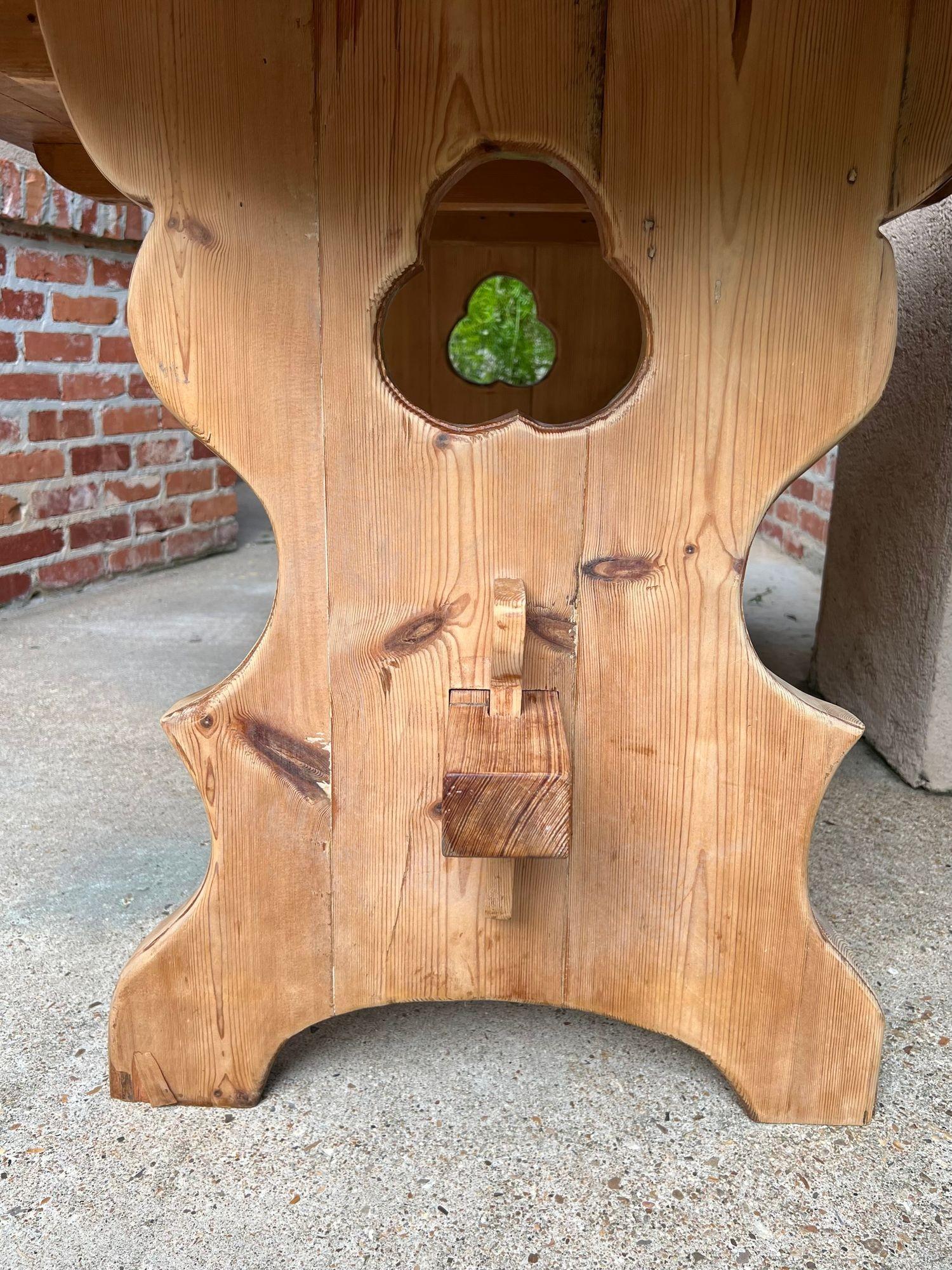 Antique English OVAL Trestle Table PINE Kitchen Farmhouse Rustic c1920 For Sale 1