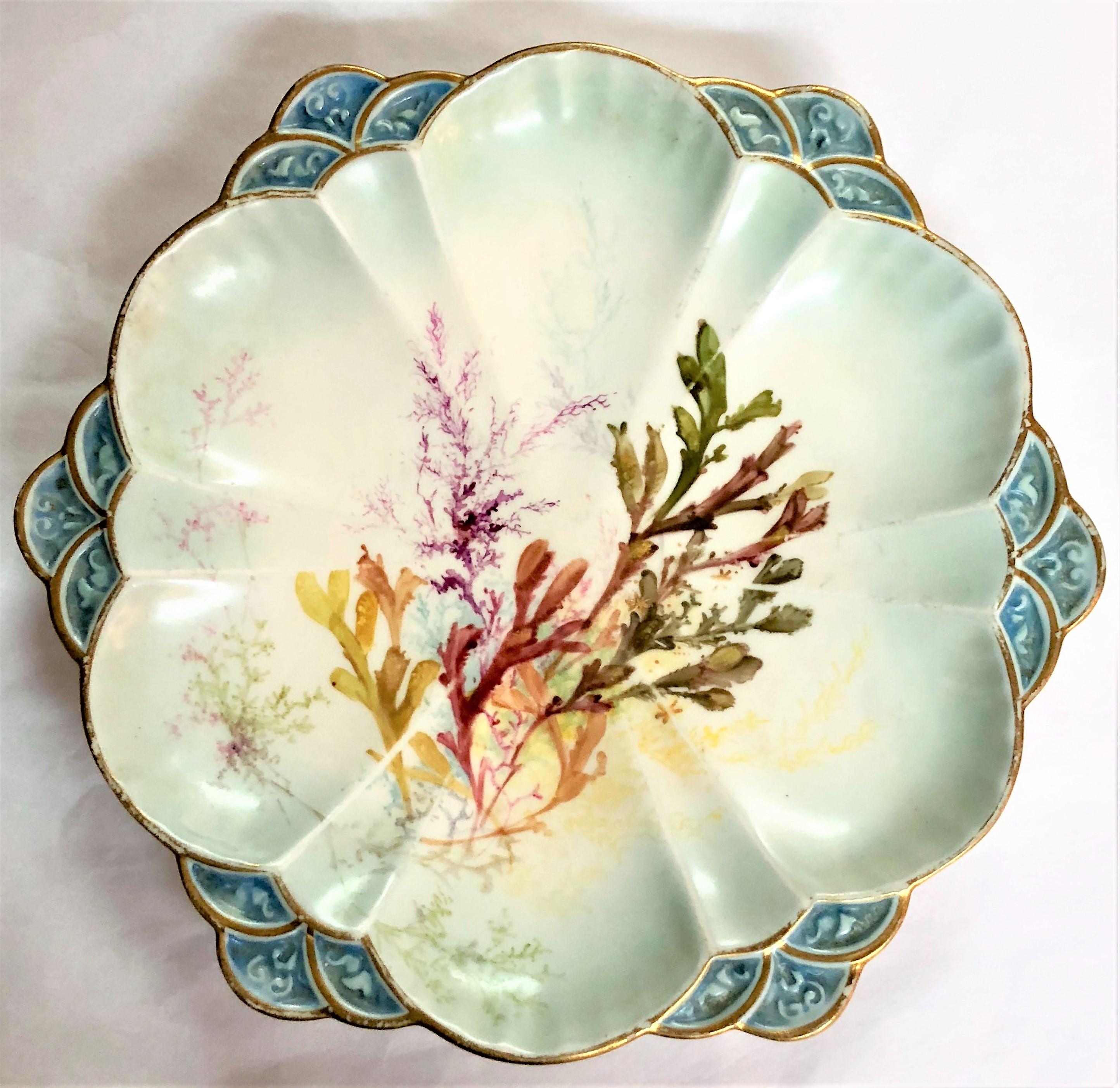 Antique English Royal Doulton porcelain oyster plate signed 