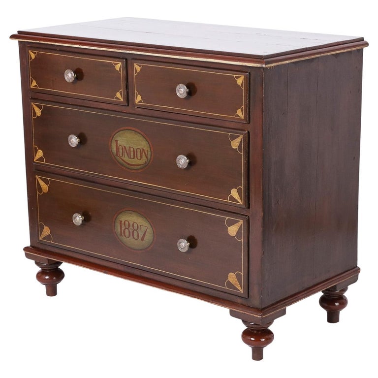 Antique English Painted Chest of Drawers or Commode For Sale at 1stDibs