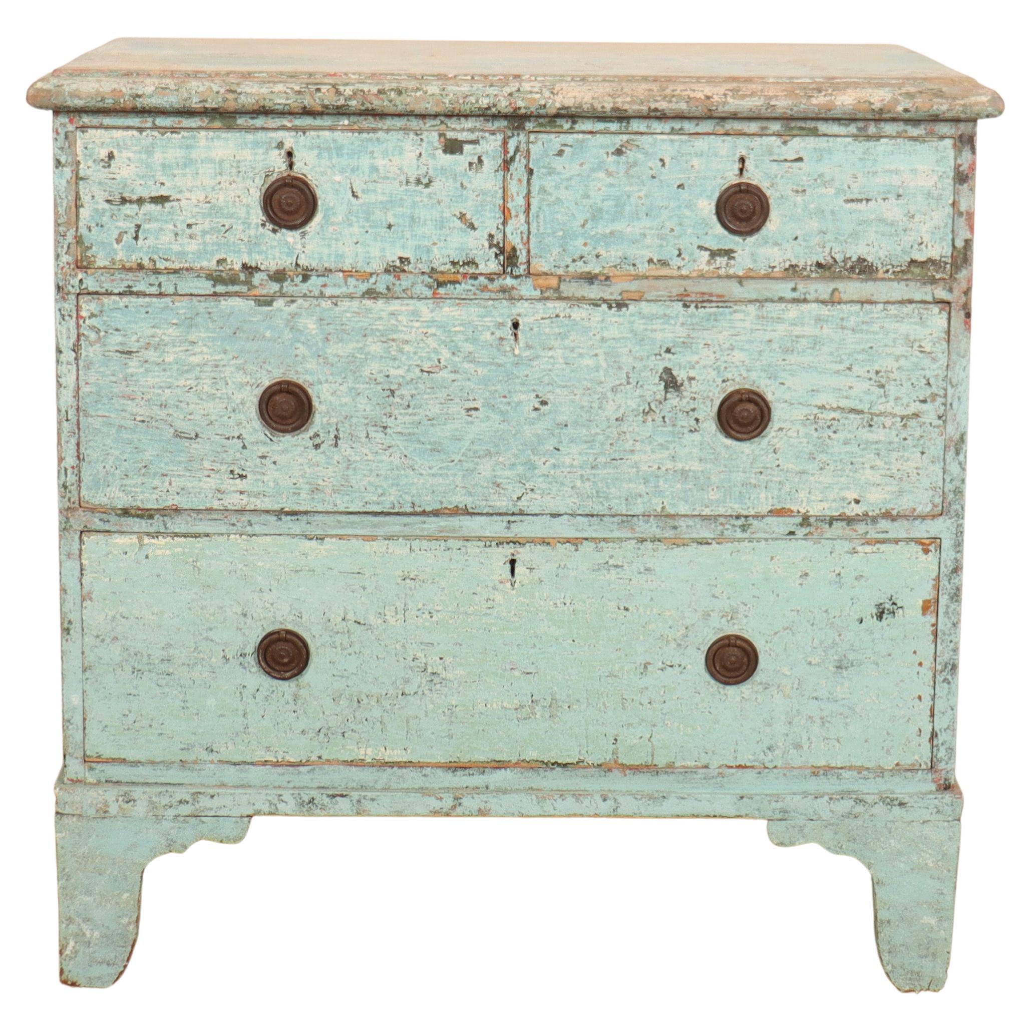 Antico cassettone inglese dipinto, finitura originale, 1820
