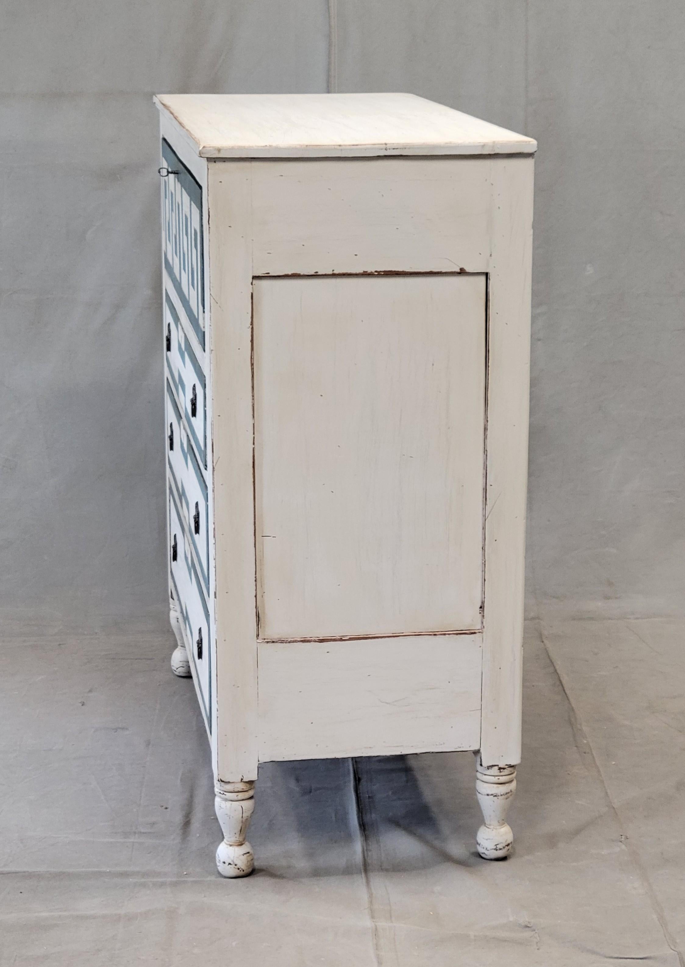Antique English Painted Dresser Chest of Drawers With Greek Key Motif 3