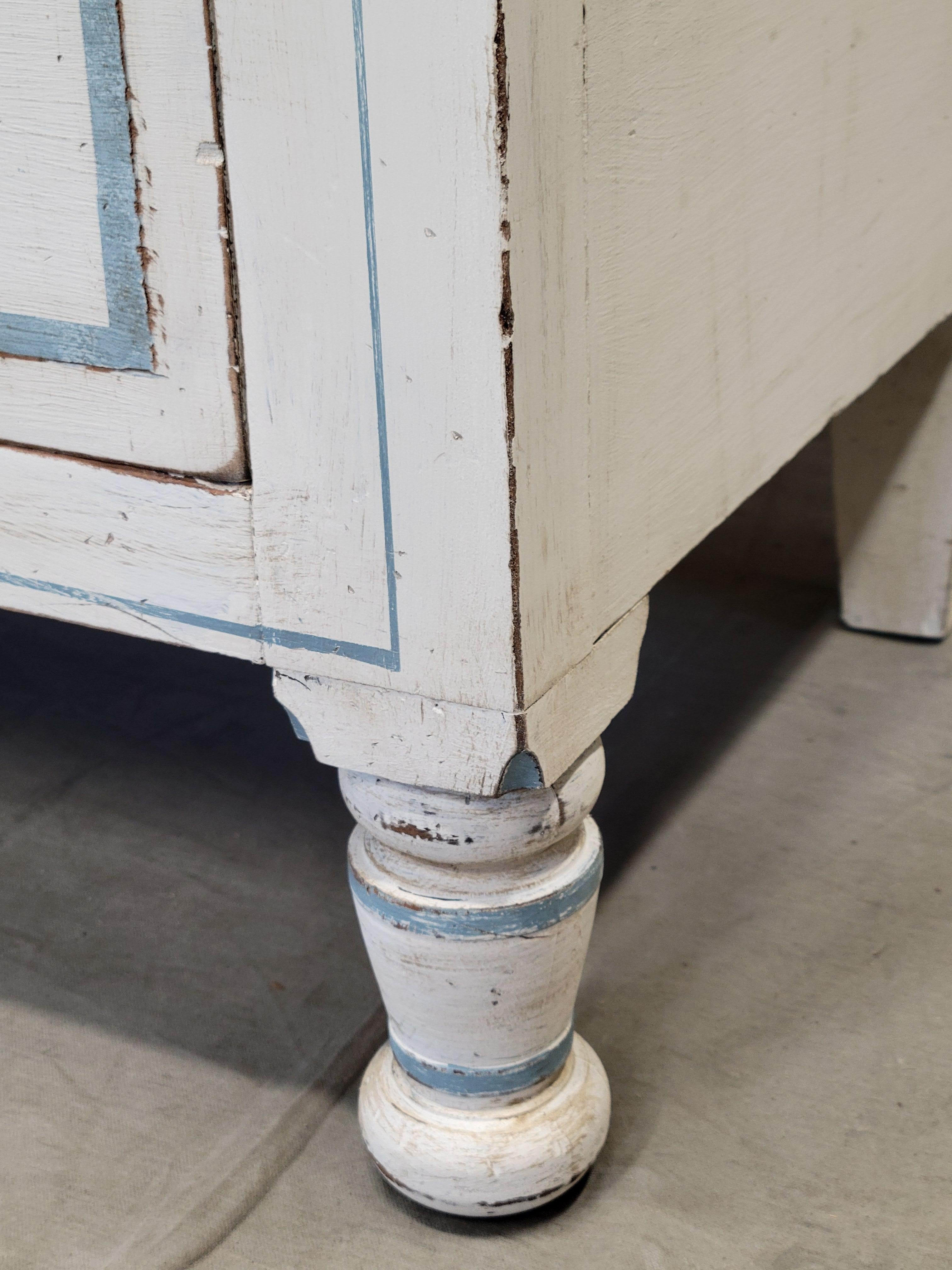 Antique English Painted Dresser Chest of Drawers With Greek Key Motif For Sale 3