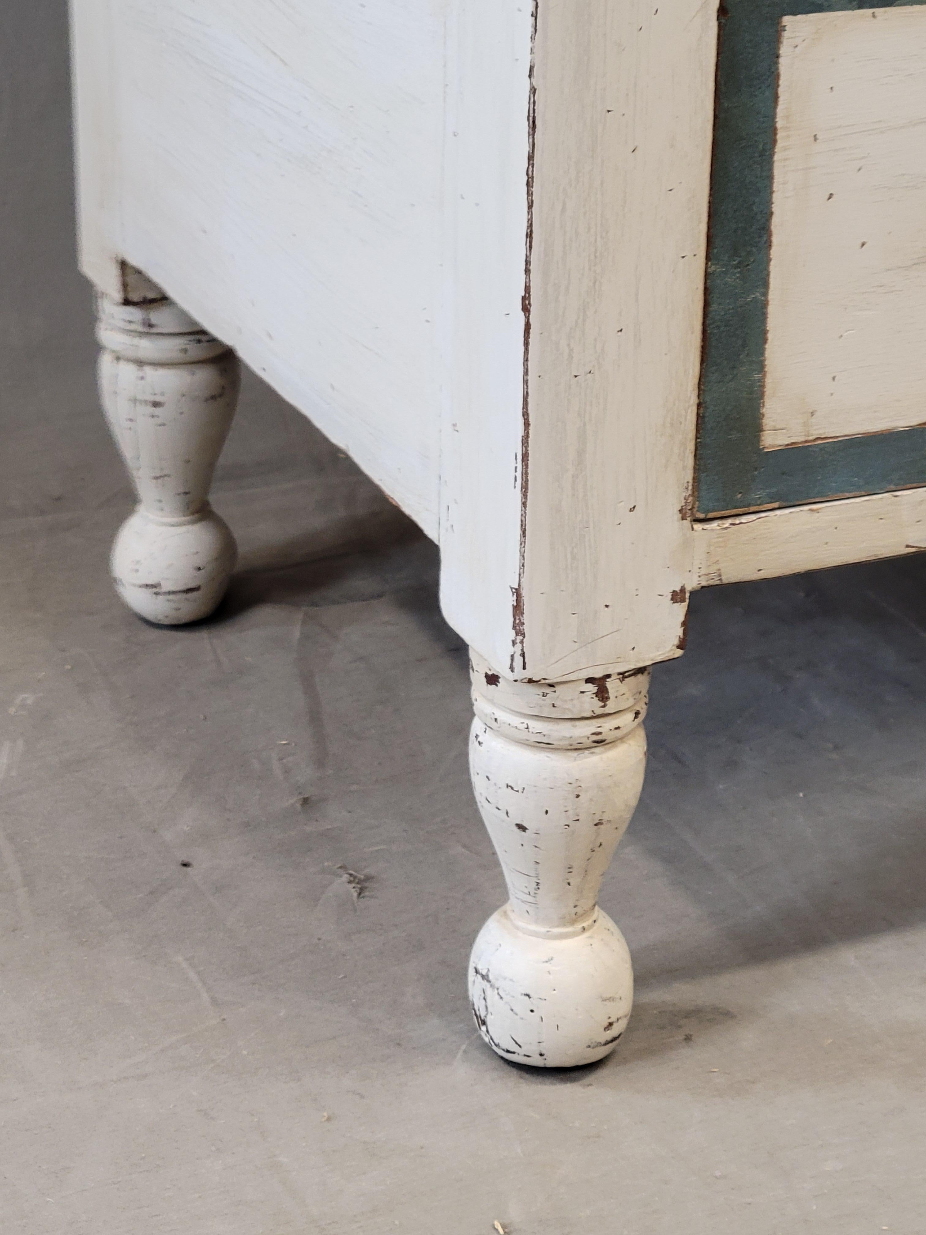 20th Century Antique English Painted Dresser Chest of Drawers With Greek Key Motif