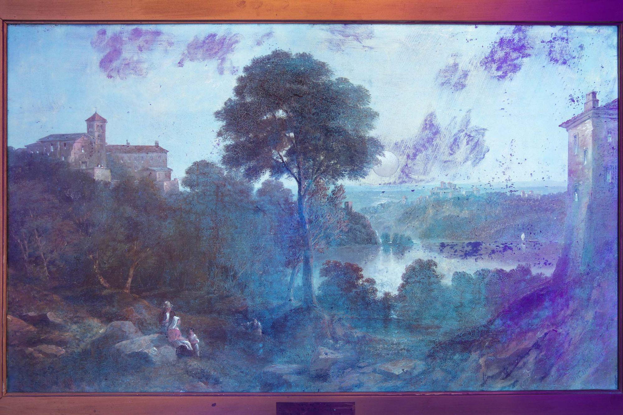Antique English Painting “Lake Nemi, Italy” '1865' by John Wilson Carmichael For Sale 4