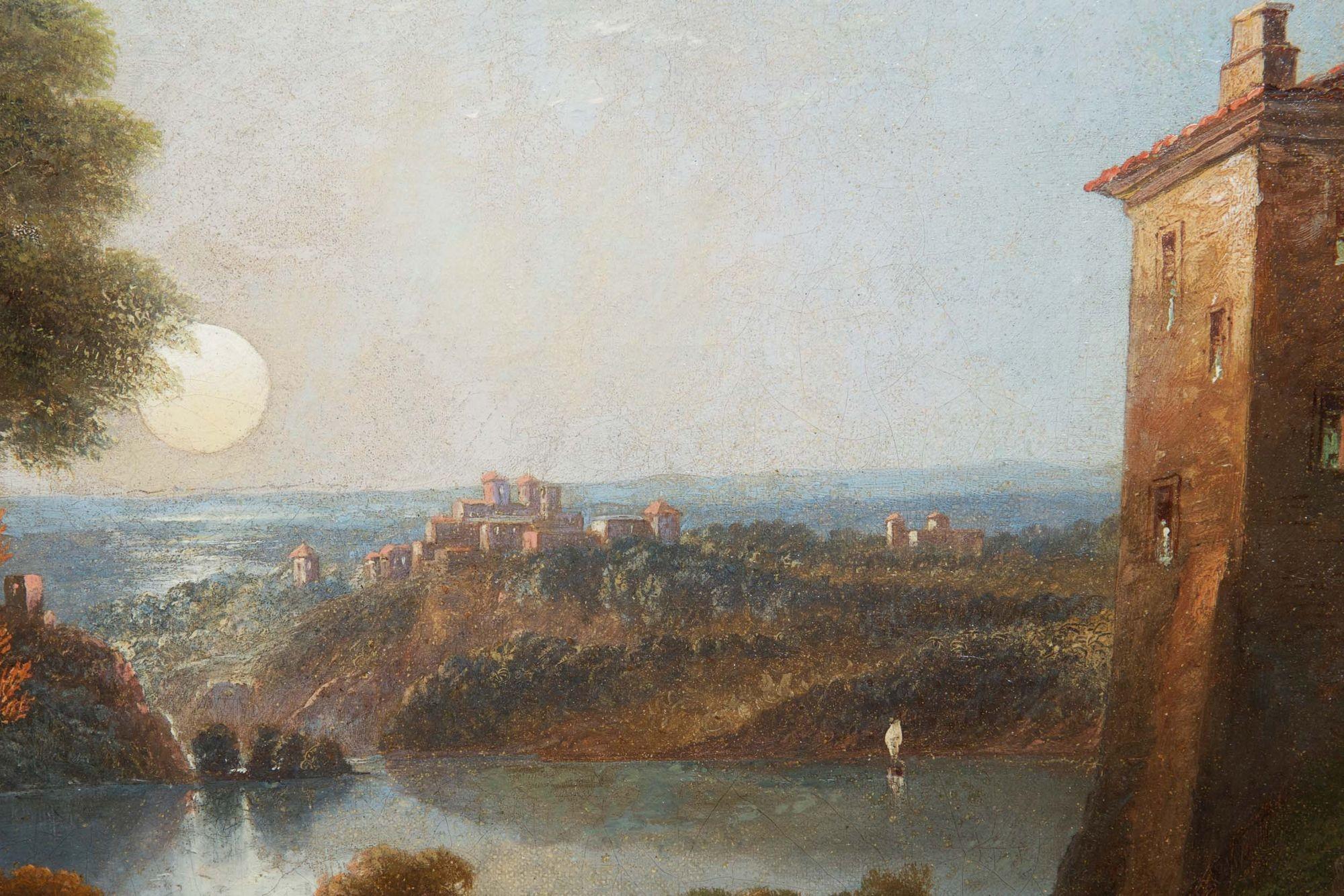 Antique English Painting “Lake Nemi, Italy” '1865' by John Wilson Carmichael For Sale 5