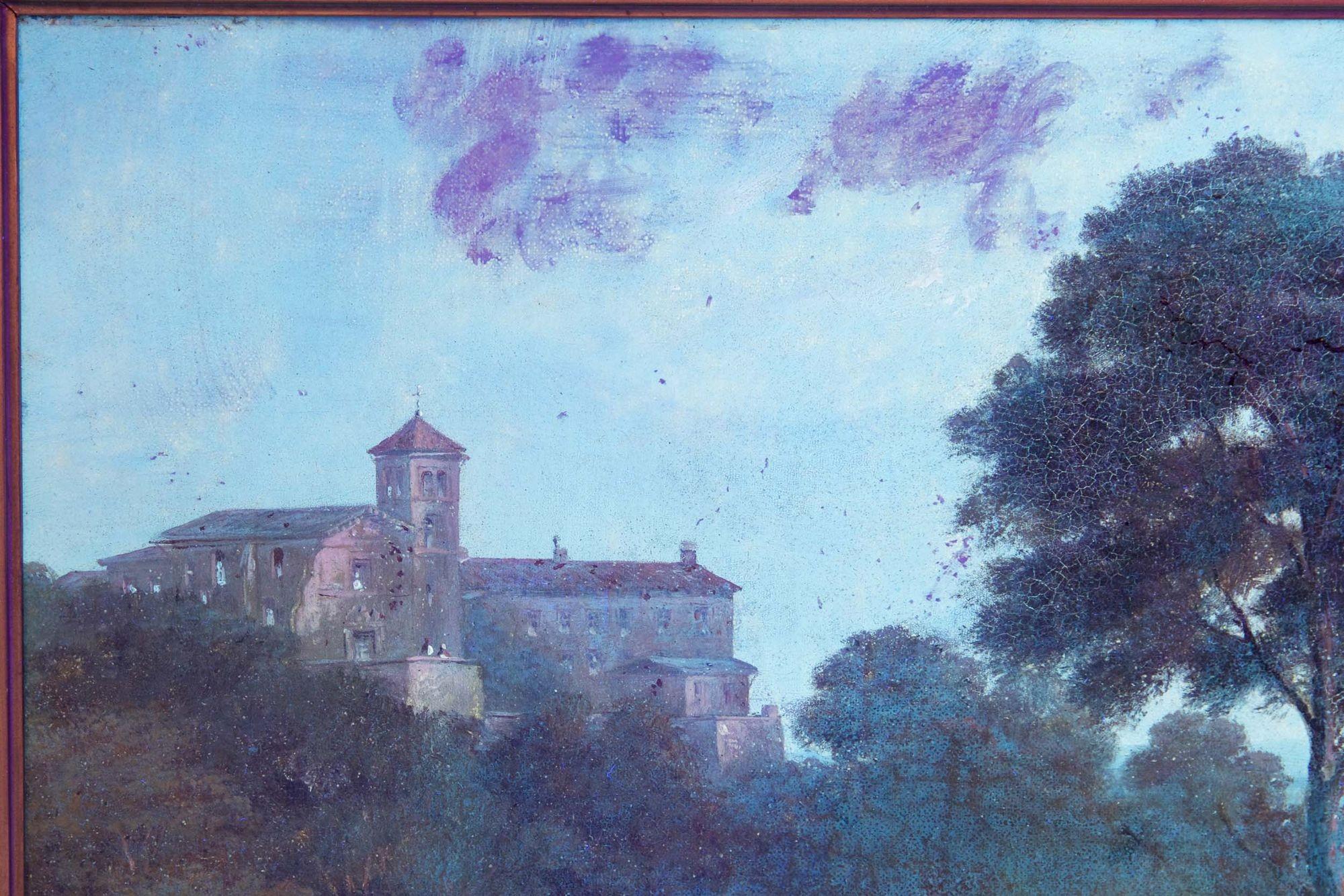 Antique English Painting “Lake Nemi, Italy” '1865' by John Wilson Carmichael For Sale 9