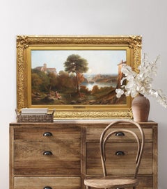 Antikes englisches Gemälde „See Nemi“, Italien „1865“ von John Wilson Carmichael