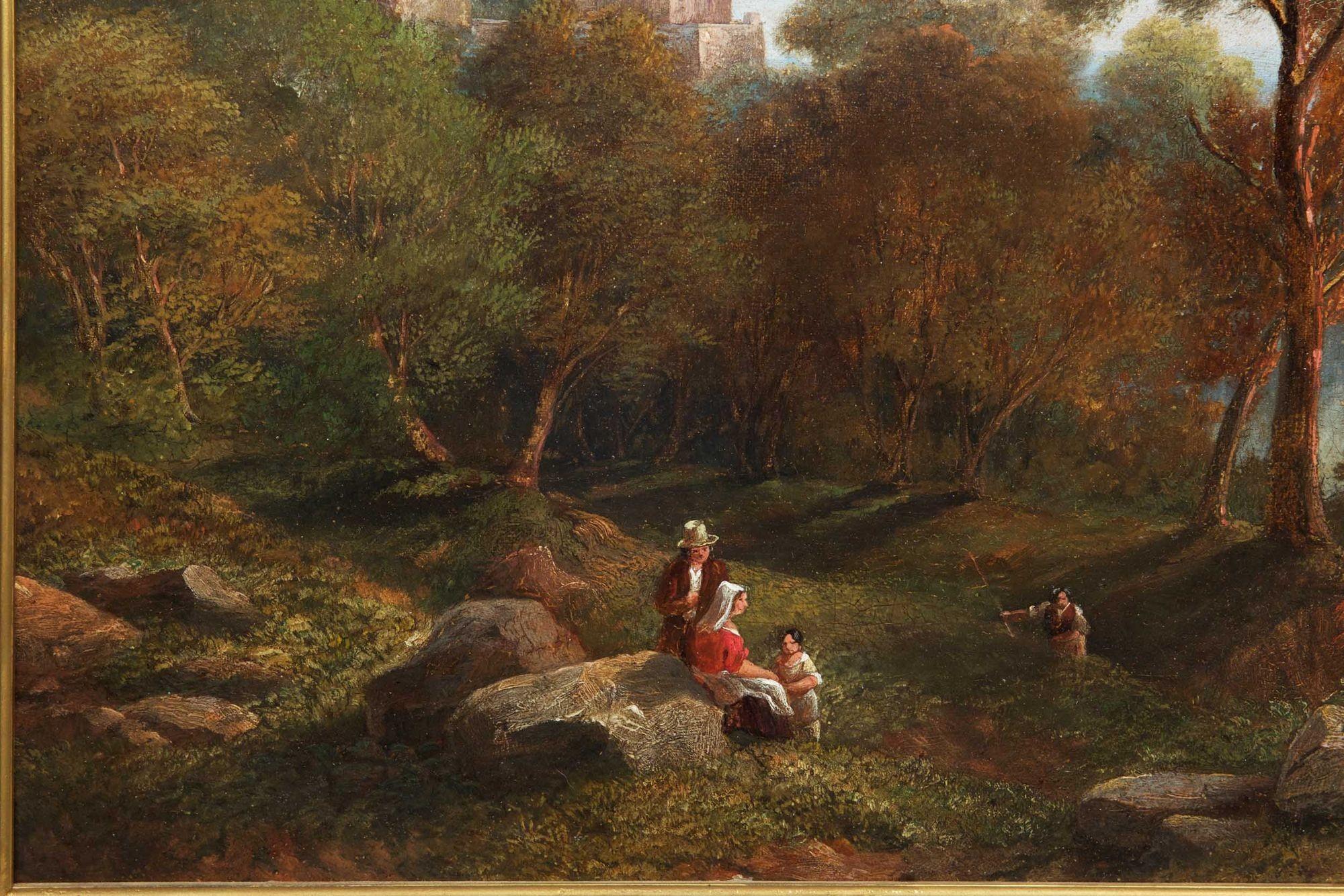 British Antique English Painting “Lake Nemi, Italy” '1865' by John Wilson Carmichael For Sale
