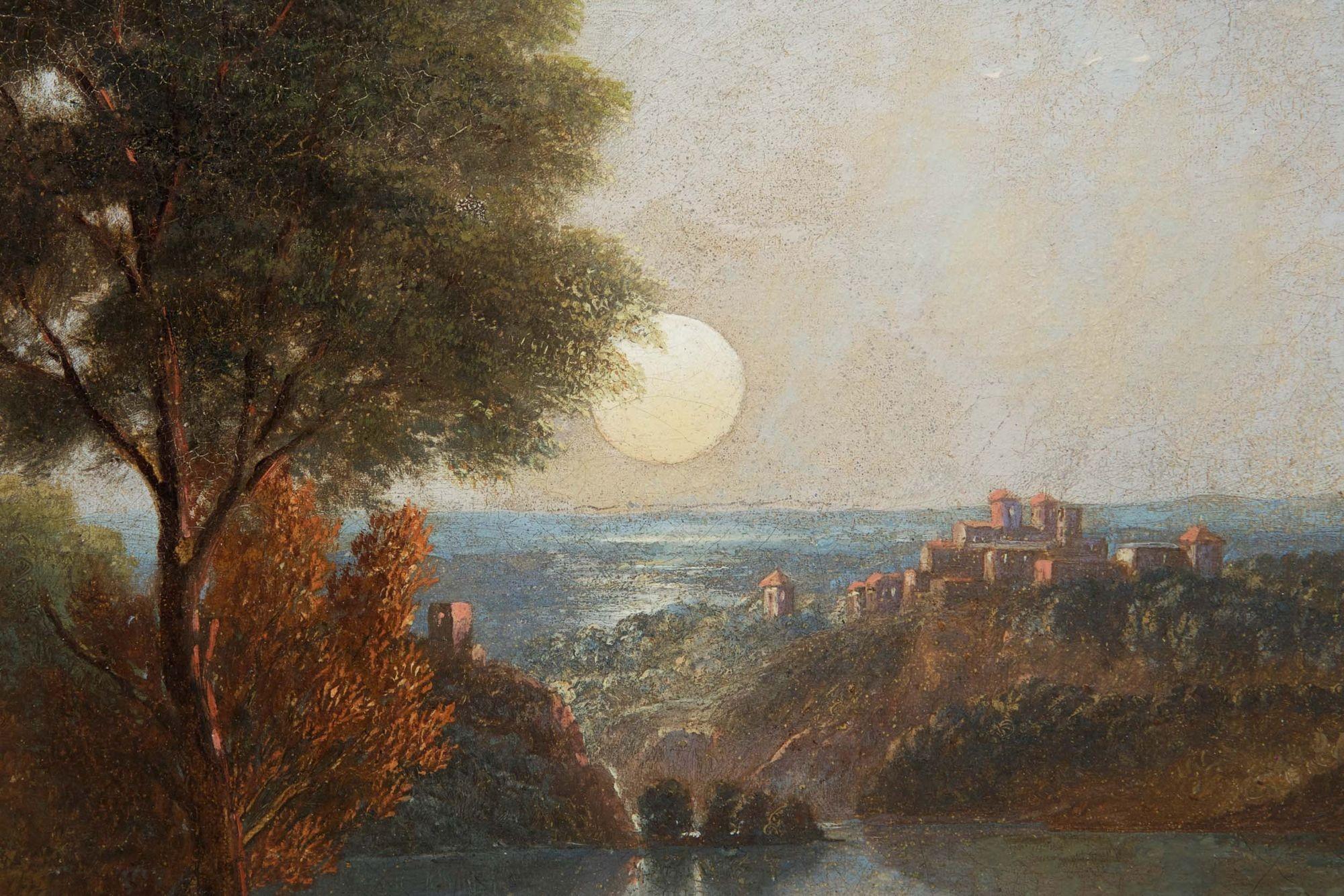19th Century Antique English Painting “Lake Nemi, Italy” '1865' by John Wilson Carmichael For Sale