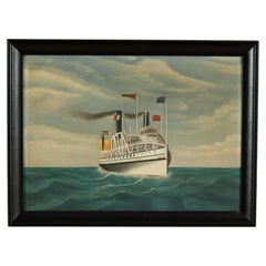 Antique English Painting of the Steamship Bristol by Samuel Pickford