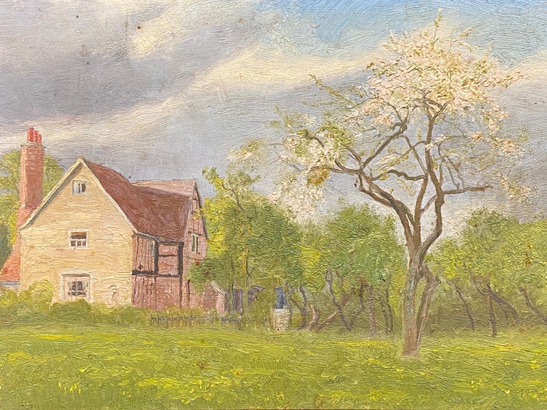 Antique English Early 1900 S Impressionist Oil Painting Country Farm House And Orchard For At 1stdibs Early 1900 S English Impressionist Oil, Farm House Paintings