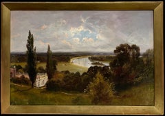 Richmond Hill River Thames Antique English Landscape Oil Painting