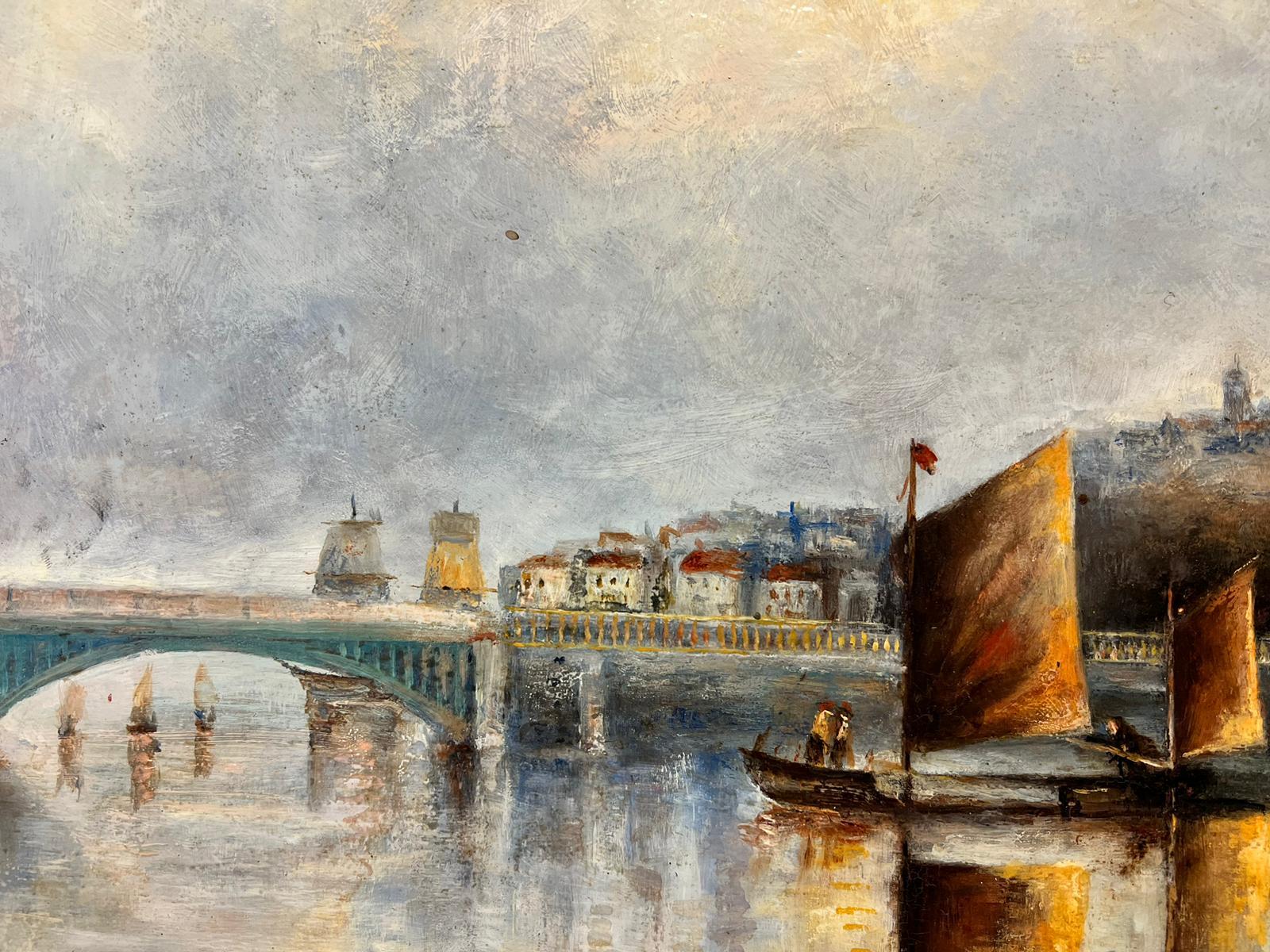 Rochester Castle from River Medway, signiertes großes Original-Ölgemälde (Viktorianisch), Painting, von Antique English