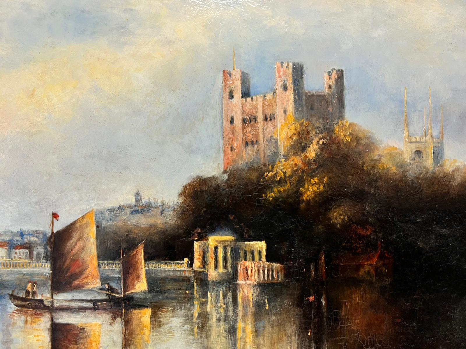 Artisten/Schule: Signiert A. Mitchell unten rechts, englisch, datiert 1901 verso. 

Titel: Rochester Castle, vom Fluss Medway aus gesehen. 

Medium: Öl auf Karton, gerahmt

Gerahmt: 23 x 29 Zoll
Gemälde: 20 x 24 Zoll

Provenienz: Privatsammlung,