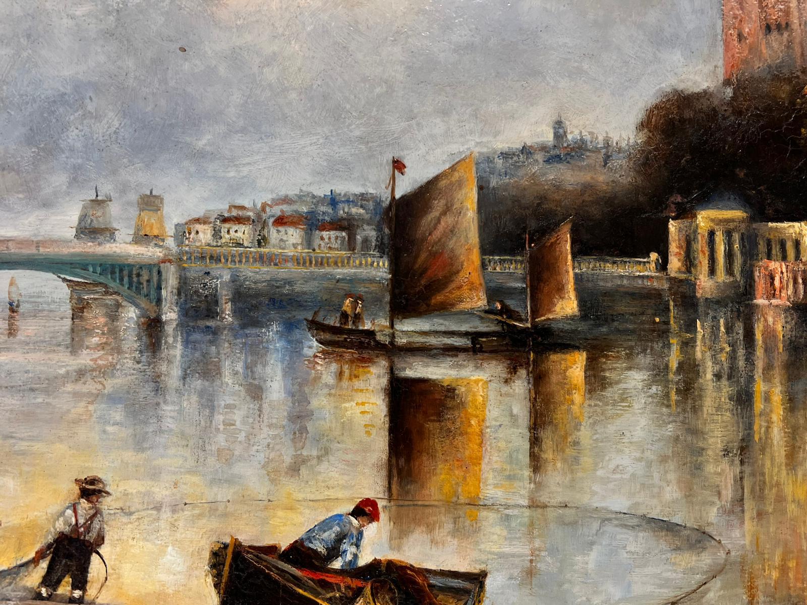 Rochester Castle from River Medway, signiertes großes Original-Ölgemälde 2