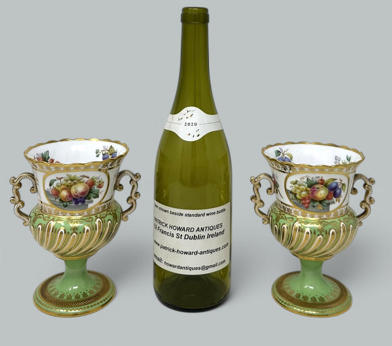 Antique English Pair Frederick Adams Copeland Urns Vases Centerpieces Still Life 9