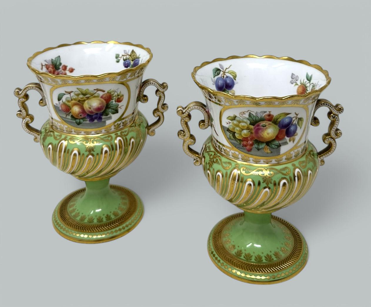 Antique English Pair Frederick Adams Copeland Urns Vases Centerpieces Still Life 1