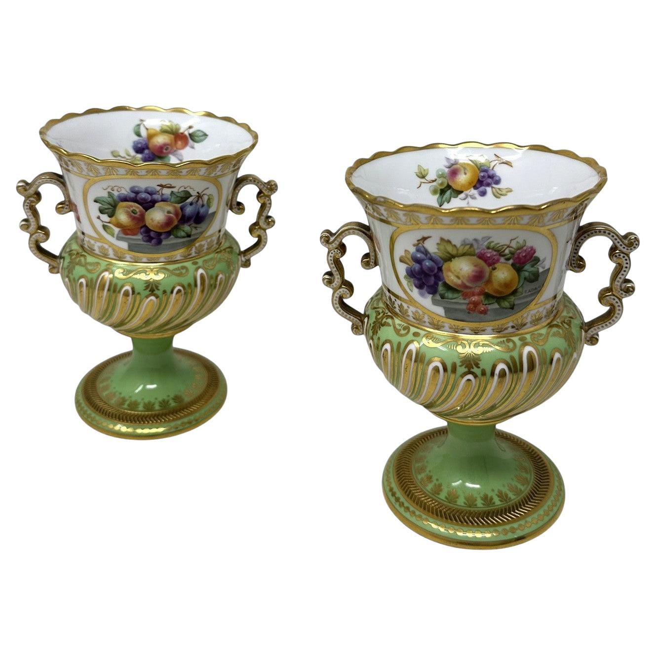 Antique English Pair Frederick Adams Copeland Urns Vases Centerpieces Still Life