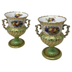 Antique English Pair Frederick Adams Copeland Urns Vases Centerpieces Still Life