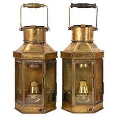 Antique English Pair of Brass Wall Lanterns by Griffiths & Sons, circa 1907